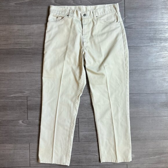 AS IS Vtg 70s Penney’s Ranchcraft Western Jeans Khaki Straight Leg Pants 35X28 - Picture 1 of 10